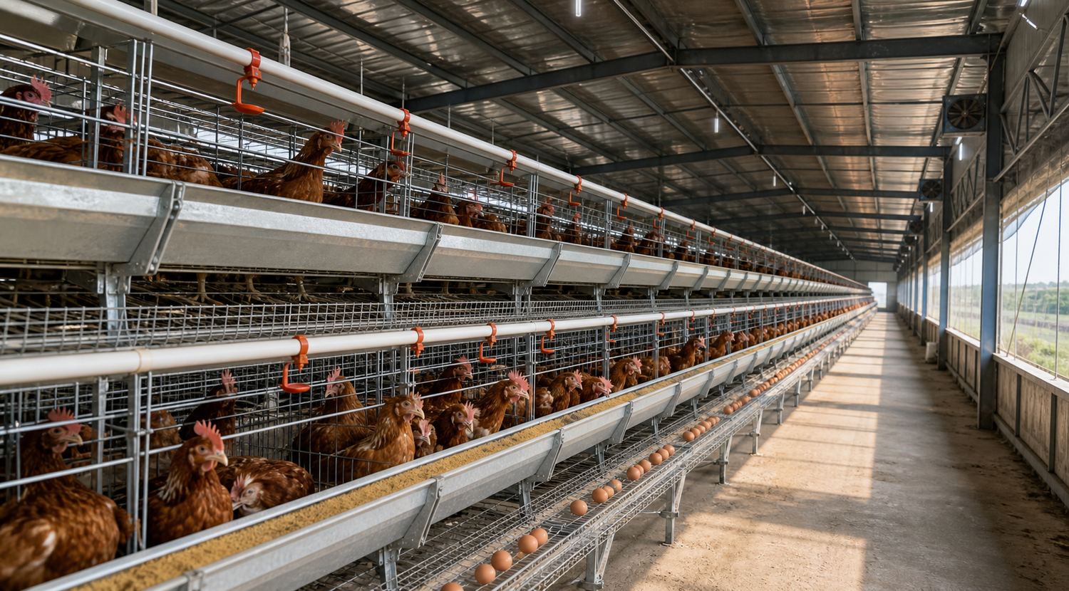 Poultry cage house supply scene